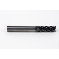8mm Dia. Carbide End Mill, 5 Flute, AlTiN Coated, 8mm Smooth Shank x 20mm LOC, Square Profile, HTM