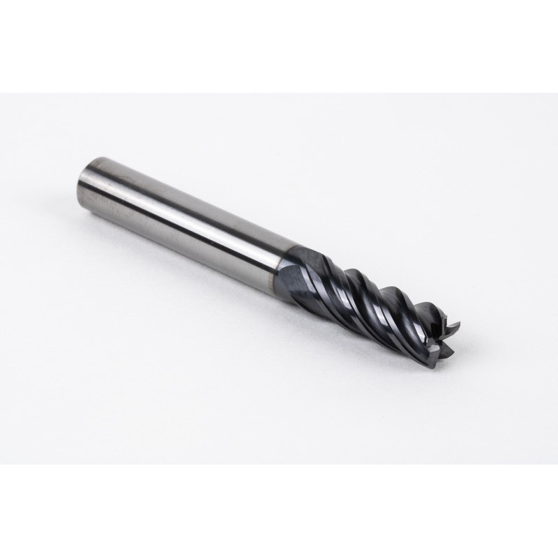 8mm Dia. Carbide End Mill, 5 Flute, AlTiN Coated, 8mm Smooth Shank x 20mm LOC, 0.5mm Radius, HTM