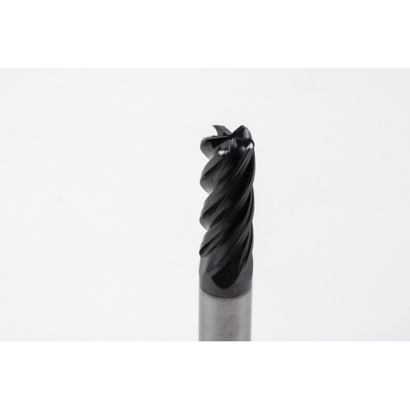 8mm Dia. Carbide End Mill, 5 Flute, AlTiN Coated, 8mm Smooth Shank x 20mm LOC, 1mm Radius, HTM
