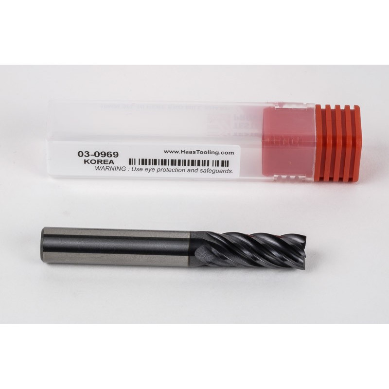 Твердосплавна кінцева фреза діаметром 10 мм, 5-зуба, з покриттям AlTiN, гладкий хвостовик 10 мм x 25 мм LOC, квадратний профіль, HTM