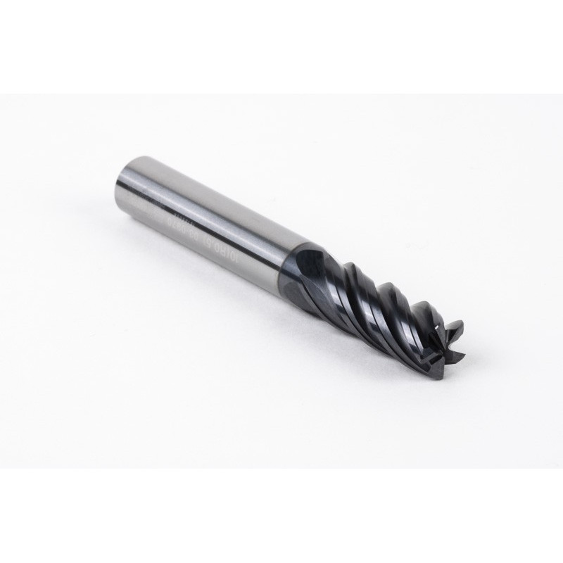 10mm Dia. Carbide End Mill, 5 Flute, AlTiN Coated, 10mm Smooth Shank x 25mm LOC, 0.5mm Radius, HTM