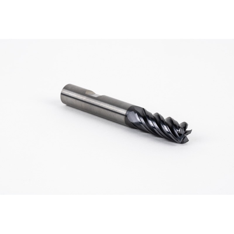 12mm Dia. Carbide End Mill, 5 Flute, AlTiN Coated, 12mm Weldon Shank x 30mm LOC, 1mm Radius, HTM