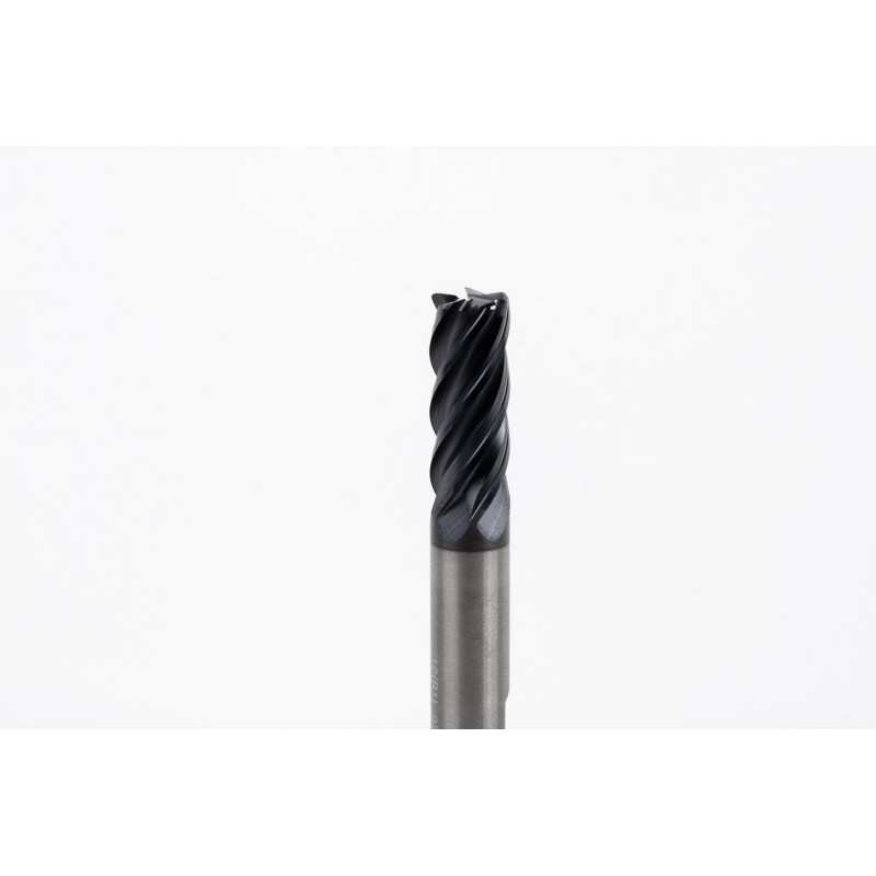 12mm Dia. Carbide End Mill, 5 Flute, AlTiN Coated, 12mm Weldon Shank x 30mm LOC, 1mm Radius, HTM