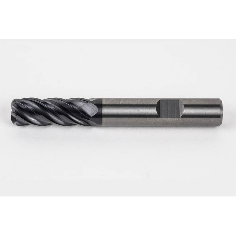 12mm Dia. Carbide End Mill, 5 Flute, AlTiN Coated, 12mm Weldon Shank x 30mm LOC, 3mm Radius, HTM