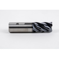 25mm Dia. Carbide End Mill, 5 Flute, AlTiN Coated, 25mm Weldon Shank x 40mm LOC, 0.5mm Radius, HTM