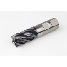 25mm Dia. Carbide End Mill, 5 Flute, AlTiN Coated, 25mm Weldon Shank x 40mm LOC, 2mm Radius, HTM