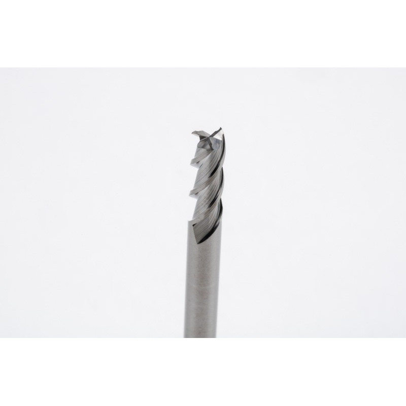 3mm Dia. Carbide End Mill, 3 Flute, Uncoated, 3mm Smooth Shank x 9mm LOC, Square Profile, HSAM2