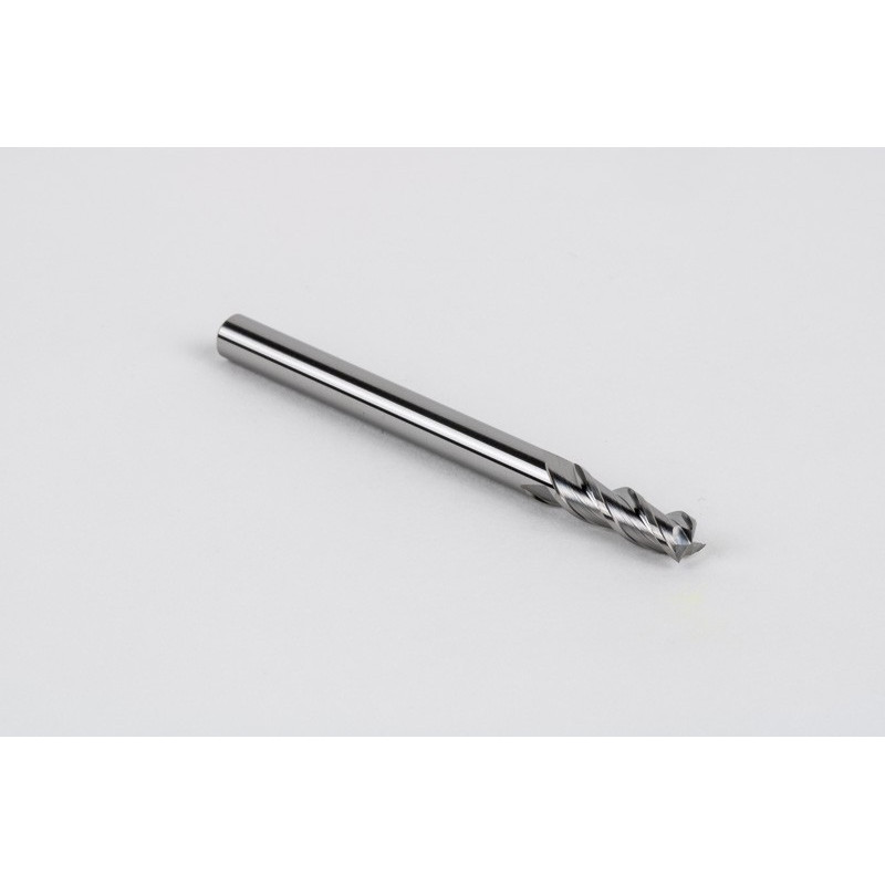 4mm Dia. Carbide End Mill, 3 Flute, Uncoated, 4mm Smooth Shank x 12mm LOC, Square Profile, HSAM2