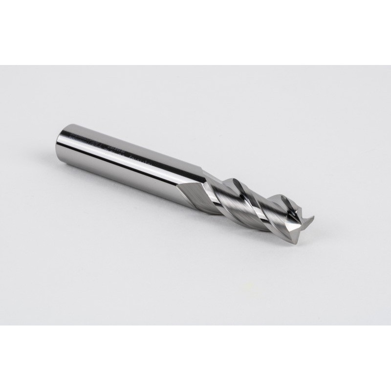 10mm Dia. Carbide End Mill, 3 Flute, Uncoated, 10mm Smooth Shank x 25mm LOC, 0.5mm Radius, HSAM2