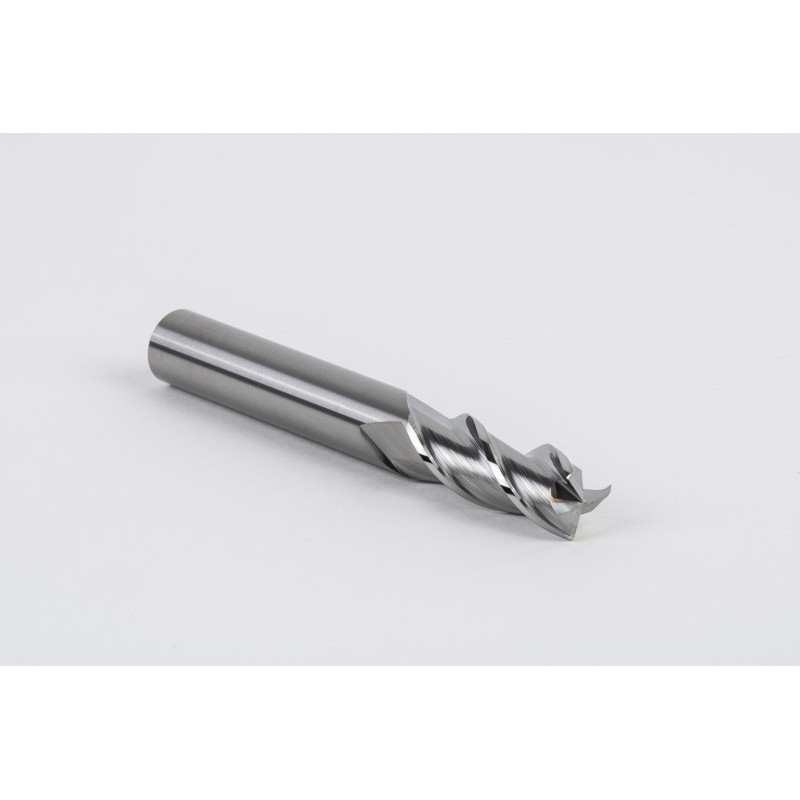 12mm Dia. Carbide End Mill, 3 Flute, Uncoated, 12mm Smooth Shank x 30mm LOC, 0.5mm Radius, HSAM2