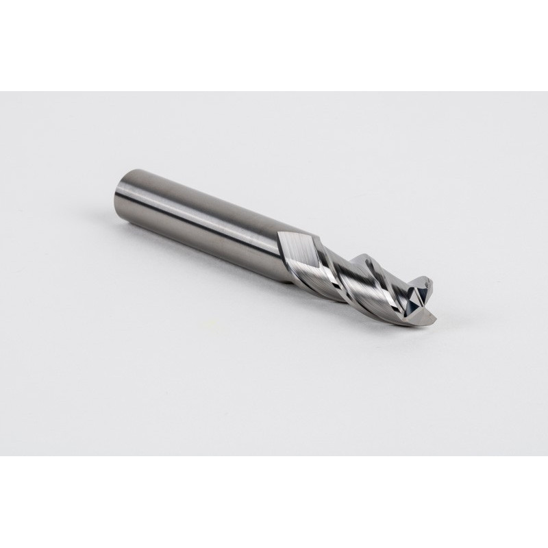 12mm Dia. Carbide End Mill, 3 Flute, Uncoated, 12mm Smooth Shank x 30mm LOC, 1mm Radius, HSAM2