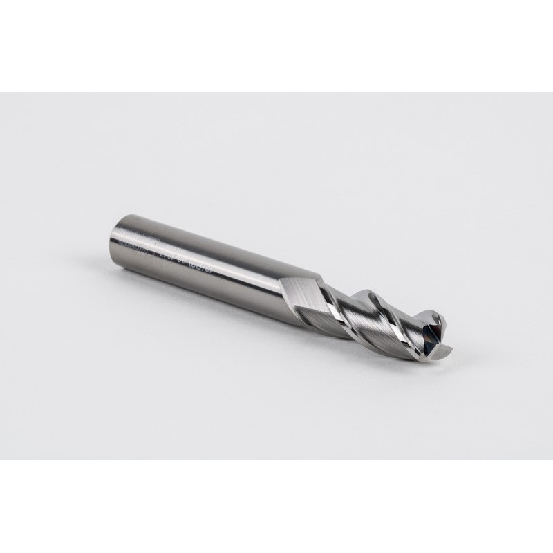 12mm Dia. Carbide End Mill, 3 Flute, Uncoated, 12mm Smooth Shank x 30mm LOC, 2mm Radius, HSAM2