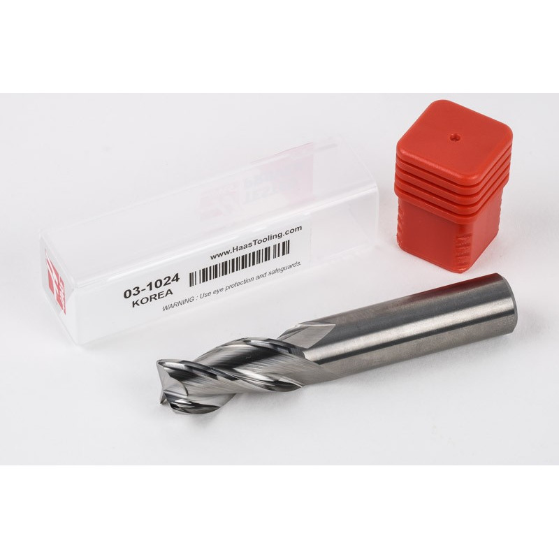 16mm Dia. Carbide End Mill, 3 Flute, Uncoated, 16mm Smooth Shank x 32mm LOC, 1mm Radius, HSAM2