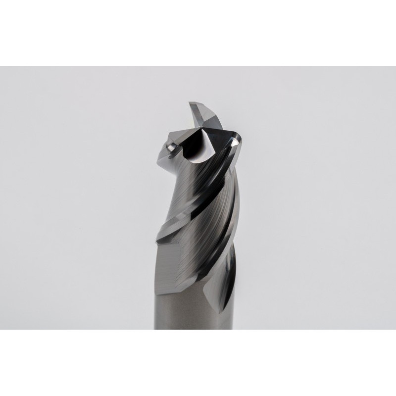 16mm Dia. Carbide End Mill, 3 Flute, Uncoated, 16mm Smooth Shank x 32mm LOC, 2mm Radius, HSAM2