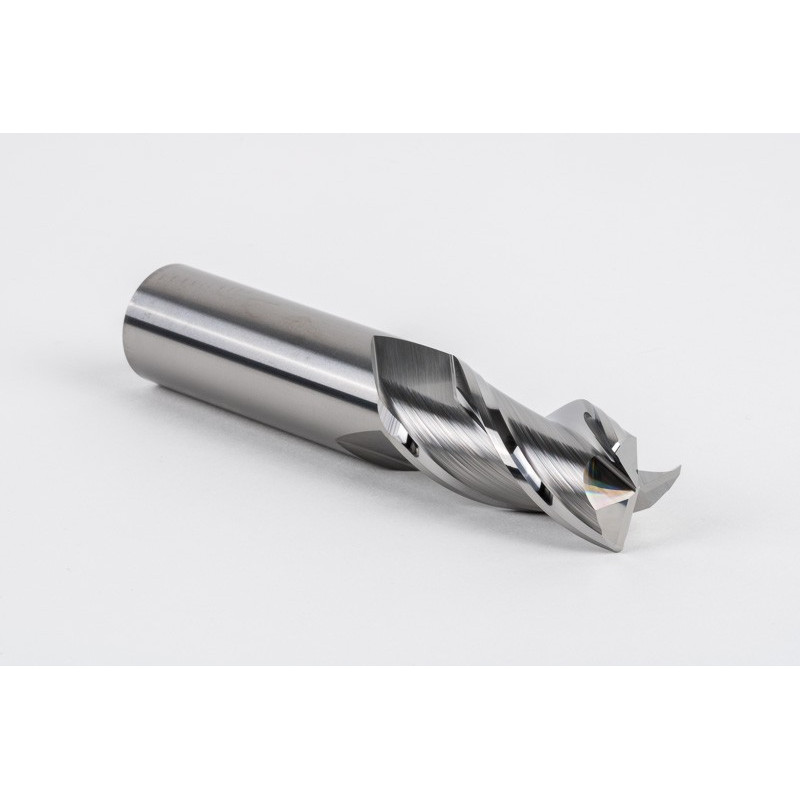 20mm Dia. Carbide End Mill, 3 Flute, Uncoated, 20mm Smooth Shank x 40mm LOC, 1mm Radius, HSAM2