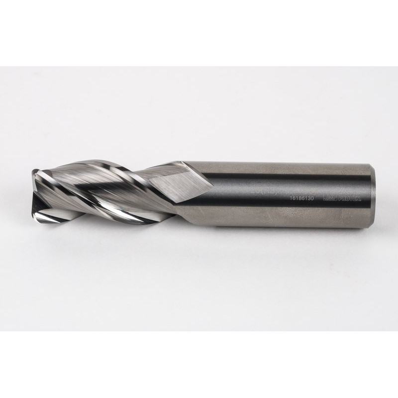 20mm Dia. Carbide End Mill, 3 Flute, Uncoated, 20mm Smooth Shank x 40mm LOC, 3mm Radius, HSAM2