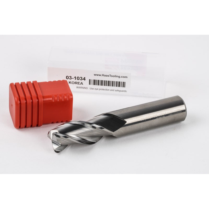 20mm Dia. Carbide End Mill, 3 Flute, Uncoated, 20mm Smooth Shank x 40mm LOC, 3mm Radius, HSAM2