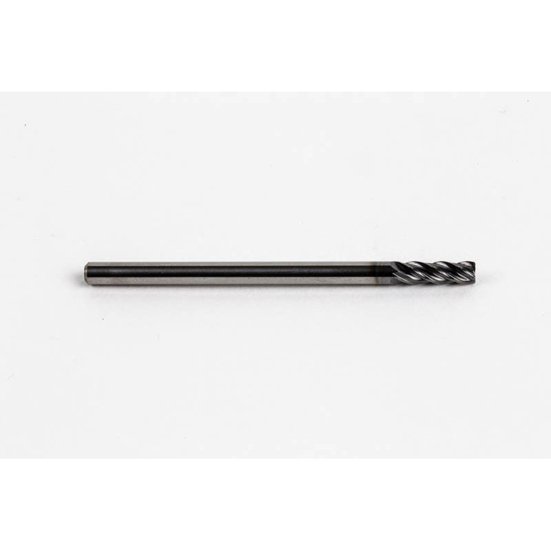 3mm Dia. Carbide End Mill, 4 Flute, Hyb. AlCrN Coated, 3mm Smooth Shank x 9mm LOC, 0.3mm Radius, HTPM