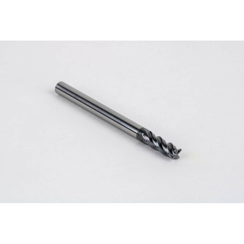 4mm Dia. Carbide End Mill, 4 Flute, Hyb. AlCrN Coated, 4mm Smooth Shank x 12mm LOC, 0.3mm Radius, HTPM