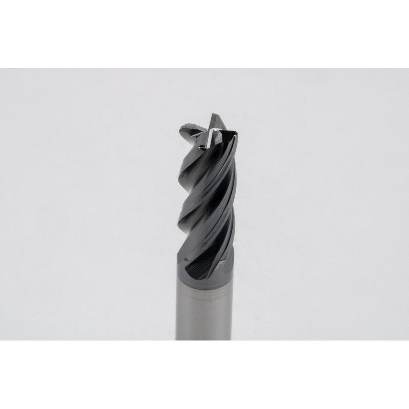 6mm Dia. Carbide End Mill, 4 Flute, Hyb. AlCrN Coated, 6mm Smooth Shank x 15mm LOC, 0.5mm Radius, HTPM