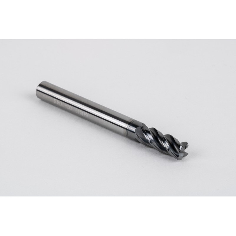 6mm Dia. Carbide End Mill, 4 Flute, Hyb. AlCrN Coated, 6mm Smooth Shank x 15mm LOC, 1mm Radius, HTPM
