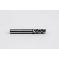 8mm Dia. Carbide End Mill, 4 Flute, Hyb. AlCrN Coated, 8mm Smooth Shank x 20mm LOC, 0.5mm Radius, HTPM