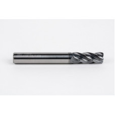 8mm Dia. Carbide End Mill, 4 Flute, Hyb. AlCrN Coated, 8mm Smooth Shank x 20mm LOC, 1mm Radius, HTPM