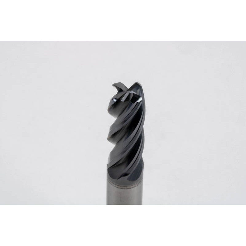 8mm Dia. Carbide End Mill, 4 Flute, Hyb. AlCrN Coated, 8mm Smooth Shank x 20mm LOC, 1mm Radius, HTPM