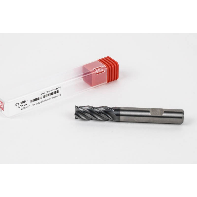 12mm Dia. Carbide End Mill, 4 Flute, Hyb. AlCrN Coated, 12mm Weldon Shank x 30mm LOC, 0.5mm Radius, HTPM