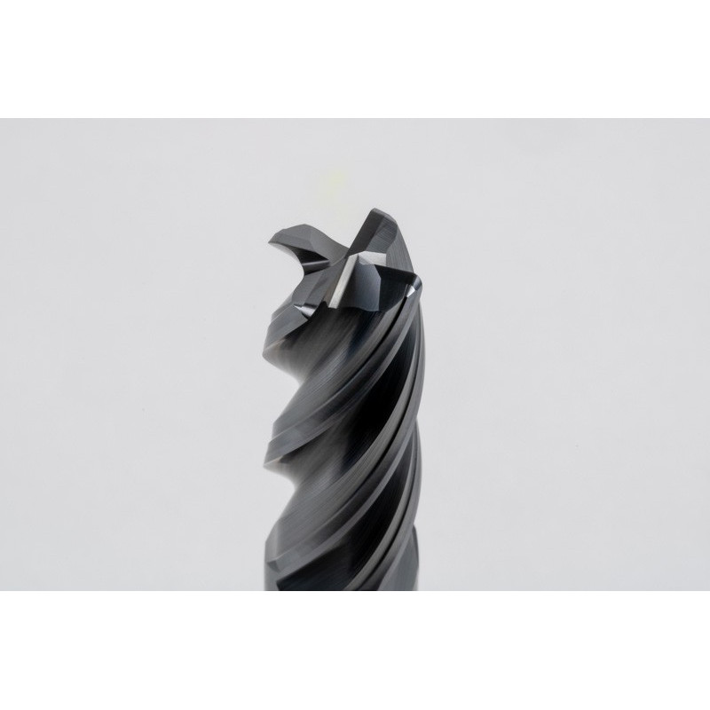 12mm Dia. Carbide End Mill, 4 Flute, Hyb. AlCrN Coated, 12mm Weldon Shank x 30mm LOC, 1mm Radius, HTPM