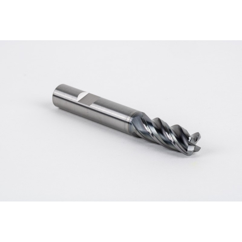 12mm Dia. Carbide End Mill, 4 Flute, Hyb. AlCrN Coated, 12mm Weldon Shank x 30mm LOC, 2mm Radius, HTPM