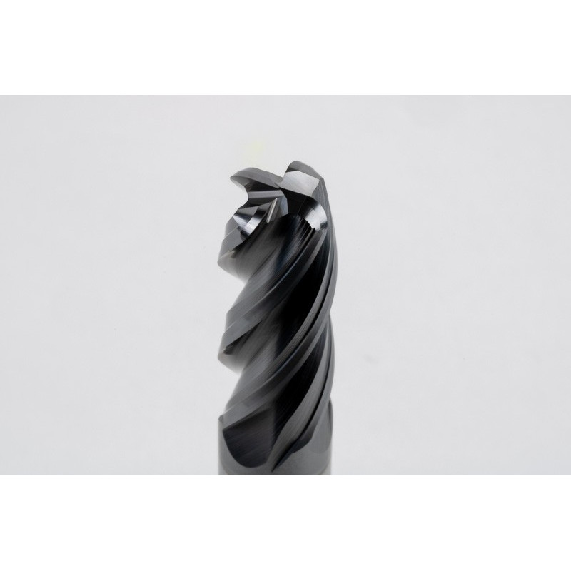 12mm Dia. Carbide End Mill, 4 Flute, Hyb. AlCrN Coated, 12mm Weldon Shank x 30mm LOC, 3mm Radius, HTPM