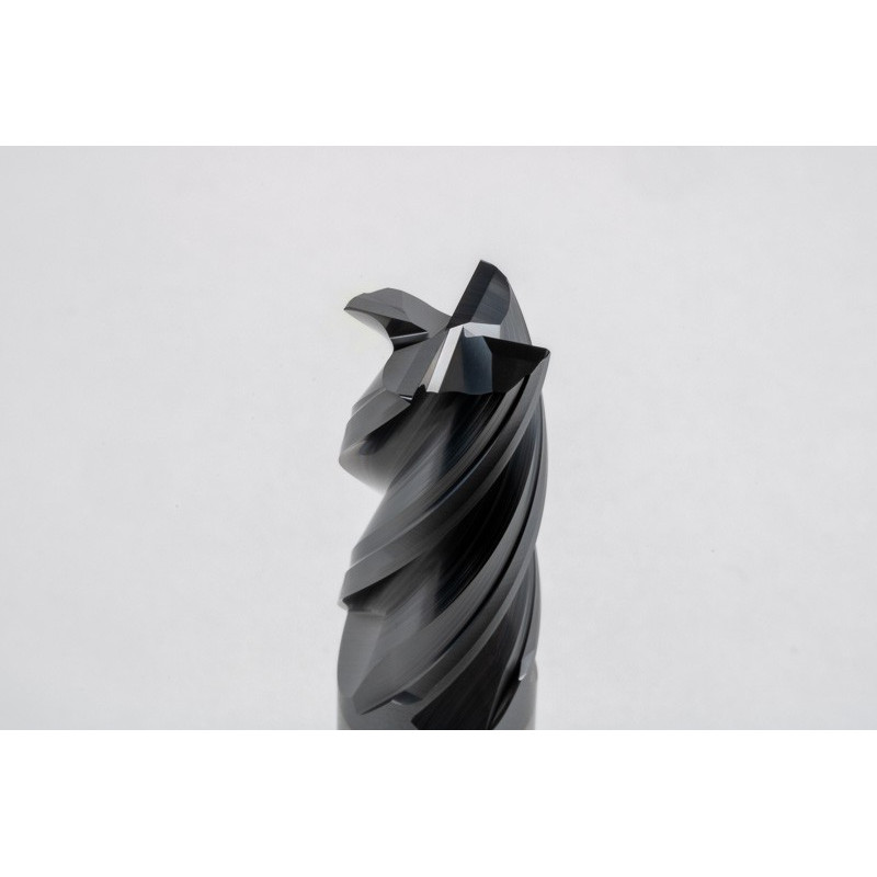 16mm Dia. Carbide End Mill, 4 Flute, Hyb. AlCrN Coated, 16mm Weldon Shank x 32mm LOC, 0.5mm Radius, HTPM