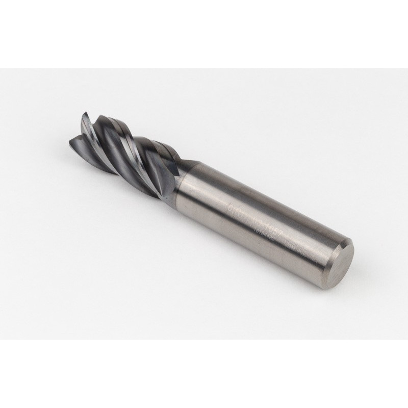 16mm Dia. Carbide End Mill, 4 Flute, Hyb. AlCrN Coated, 16mm Weldon Shank x 32mm LOC, 1mm Radius, HTPM