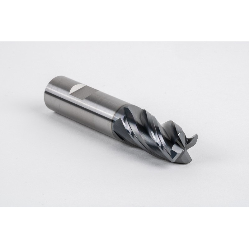 18mm Dia. Carbide End Mill, 4 Flute, Hyb. AlCrN Coated, 18mm Weldon Shank x 32mm LOC, 1mm Radius, HTPM