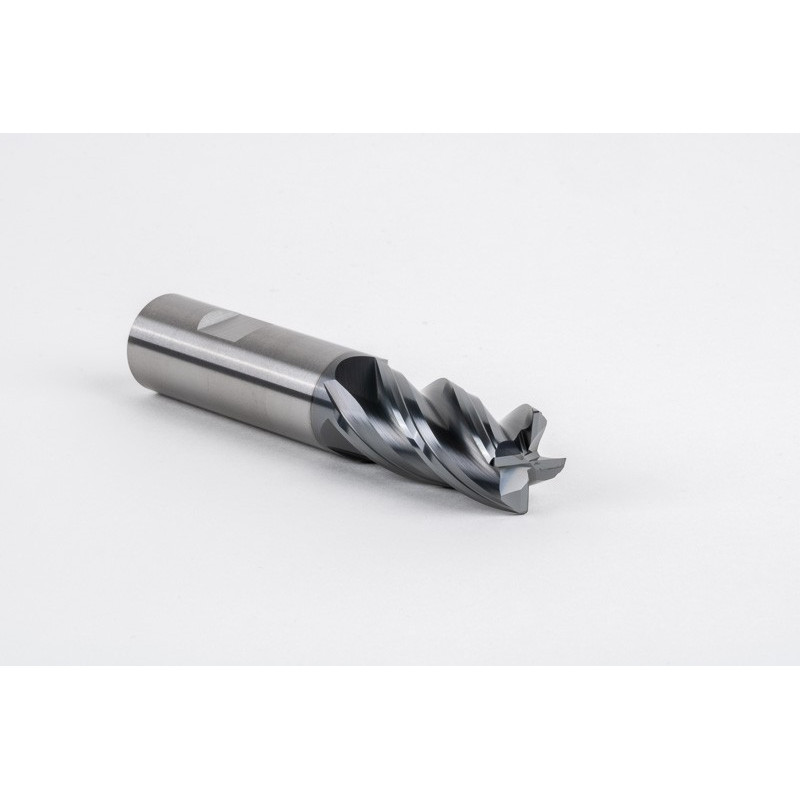 20mm Dia. Carbide End Mill, 4 Flute, Hyb. AlCrN Coated, 20mm Weldon Shank x 40mm LOC, 1mm Radius, HTPM