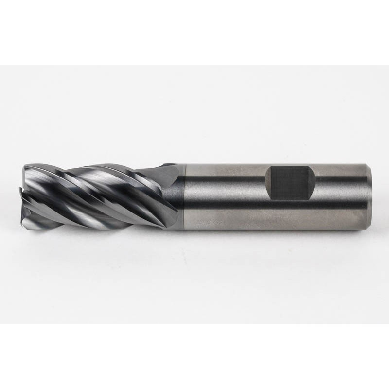 20mm Dia. Carbide End Mill, 4 Flute, Hyb. AlCrN Coated, 20mm Weldon Shank x 40mm LOC, 2mm Radius, HTPM