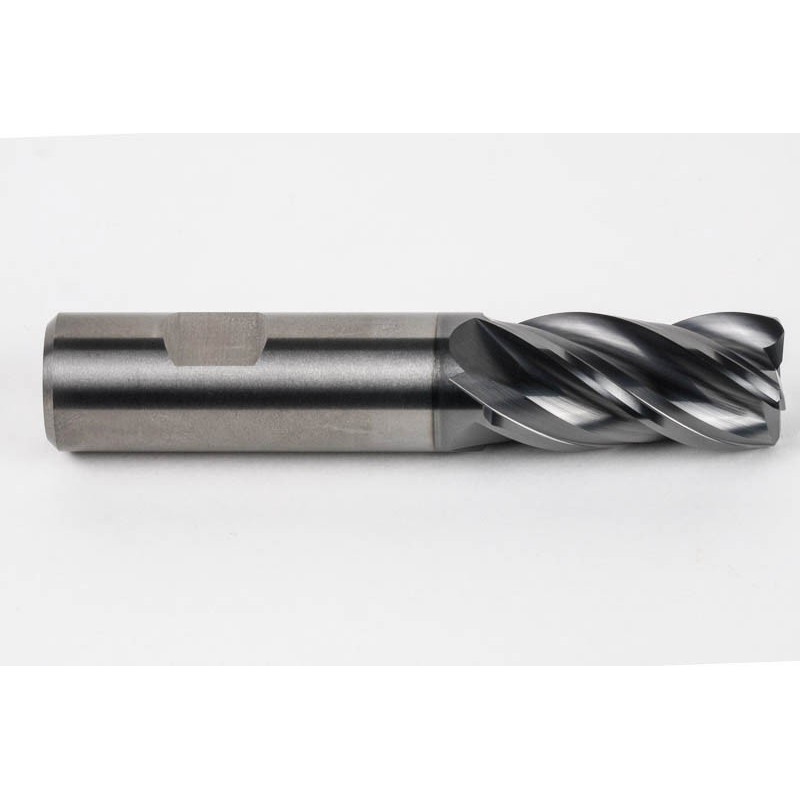 20mm Dia. Carbide End Mill, 4 Flute, Hyb. AlCrN Coated, 20mm Weldon Shank x 40mm LOC, 2mm Radius, HTPM