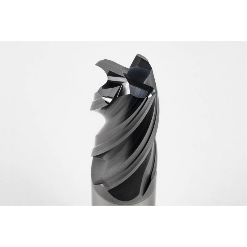 20mm Dia. Carbide End Mill, 4 Flute, Hyb. AlCrN Coated, 20mm Weldon Shank x 40mm LOC, 2mm Radius, HTPM