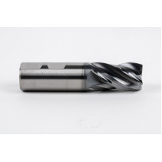 25mm Dia. Carbide End Mill, 4 Flute, Hyb. AlCrN Coated, 25mm Weldon Shank x 40mm LOC, 0.5mm Radius, HTPM
