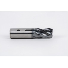 25mm Dia. Carbide End Mill, 4 Flute, Hyb. AlCrN Coated, 25mm Weldon Shank x 40mm LOC, 1mm Radius, HTPM