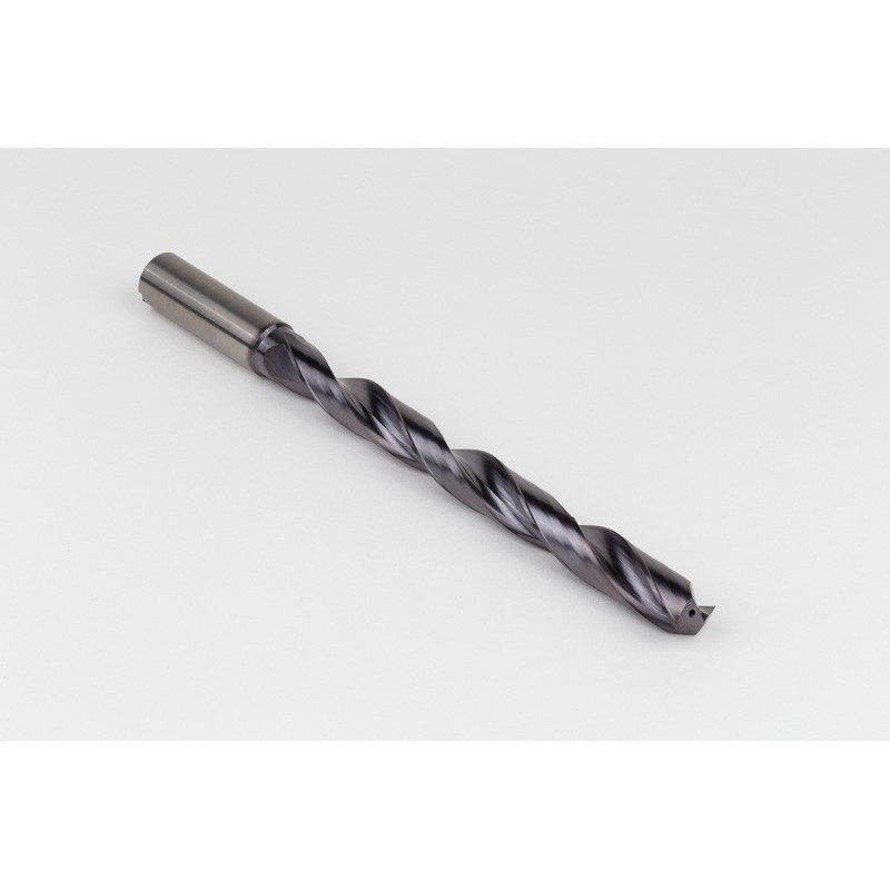14.5mm Ø Carbide Drill, 16mm Shank x 140° Point Angle x 28° Helix, 8XD, 2 Flute, TiAlN Coated, GP, TSC