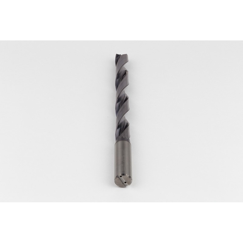14.5mm Ø Carbide Drill, 16mm Shank x 140° Point Angle x 28° Helix, 8XD, 2 Flute, TiAlN Coated, GP, TSC