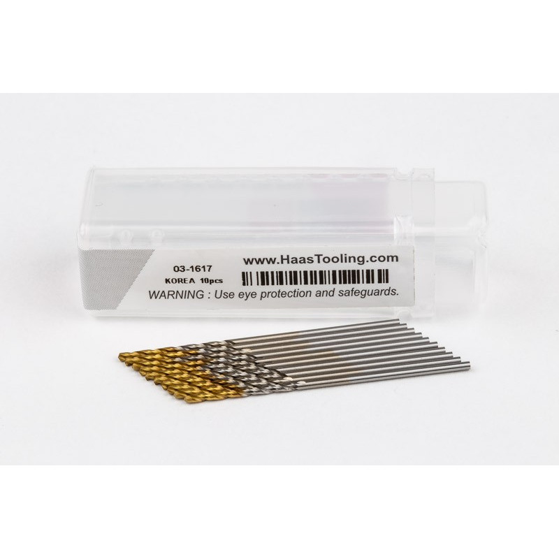 1.1mm Ø Cobalt Jobber Drill, 135° Point Angle x 30° Helix, 2 Flute, TiN Coated - Pack of 10