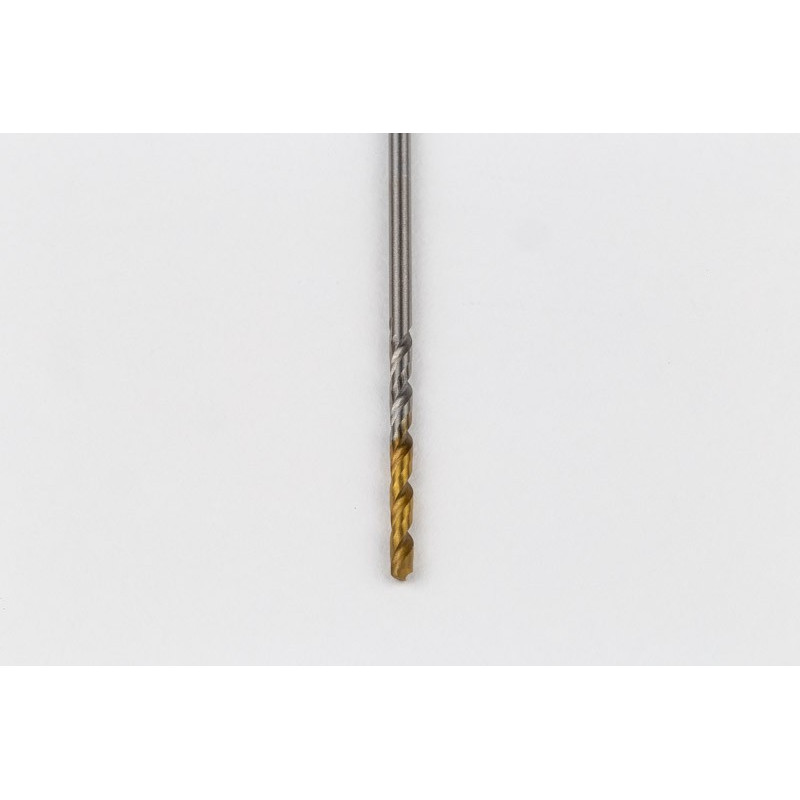 1.3mm Ø Cobalt Jobber Drill, 135° Point Angle x 30° Helix, 2 Flute, TiN Coated - Pack of 10