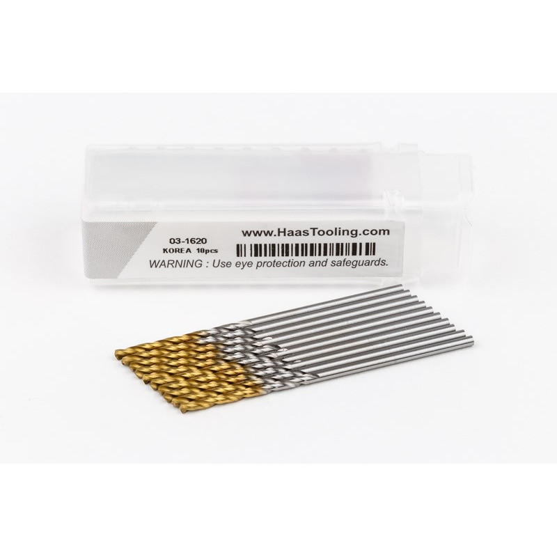 1.4mm Ø Cobalt Jobber Drill, 135° Point Angle x 30° Helix, 2 Flute, TiN Coated - Pack of 10