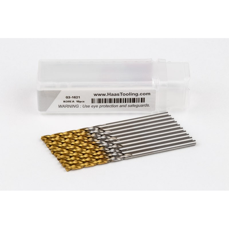 1.5mm Ø Cobalt Jobber Drill, 135° Point Angle x 30° Helix, 2 Flute, TiN Coated - Pack of 10