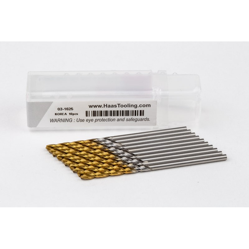 1.9mm Ø Cobalt Jobber Drill, 135° Point Angle x 30° Helix, 2 Flute, TiN Coated - Pack of 10