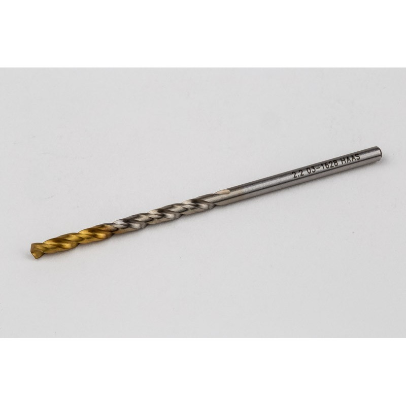 2.2mm Ø Cobalt Jobber Drill, 135° Point Angle x 30° Helix, 2 Flute, TiN Coated - Pack of 10