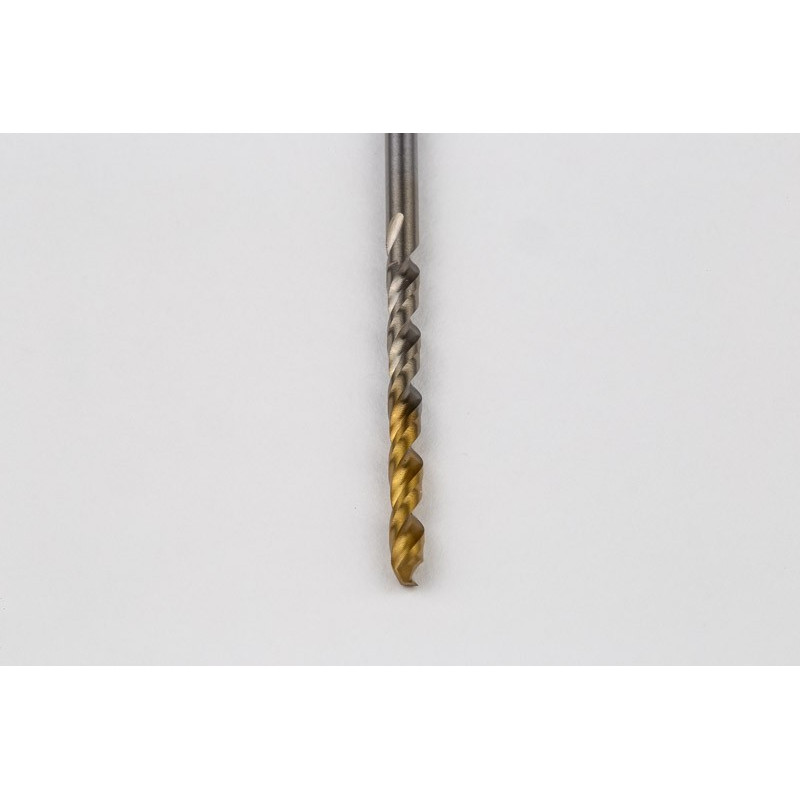 2.3mm Ø Cobalt Jobber Drill, 135° Point Angle x 30° Helix, 2 Flute, TiN Coated - Pack of 10